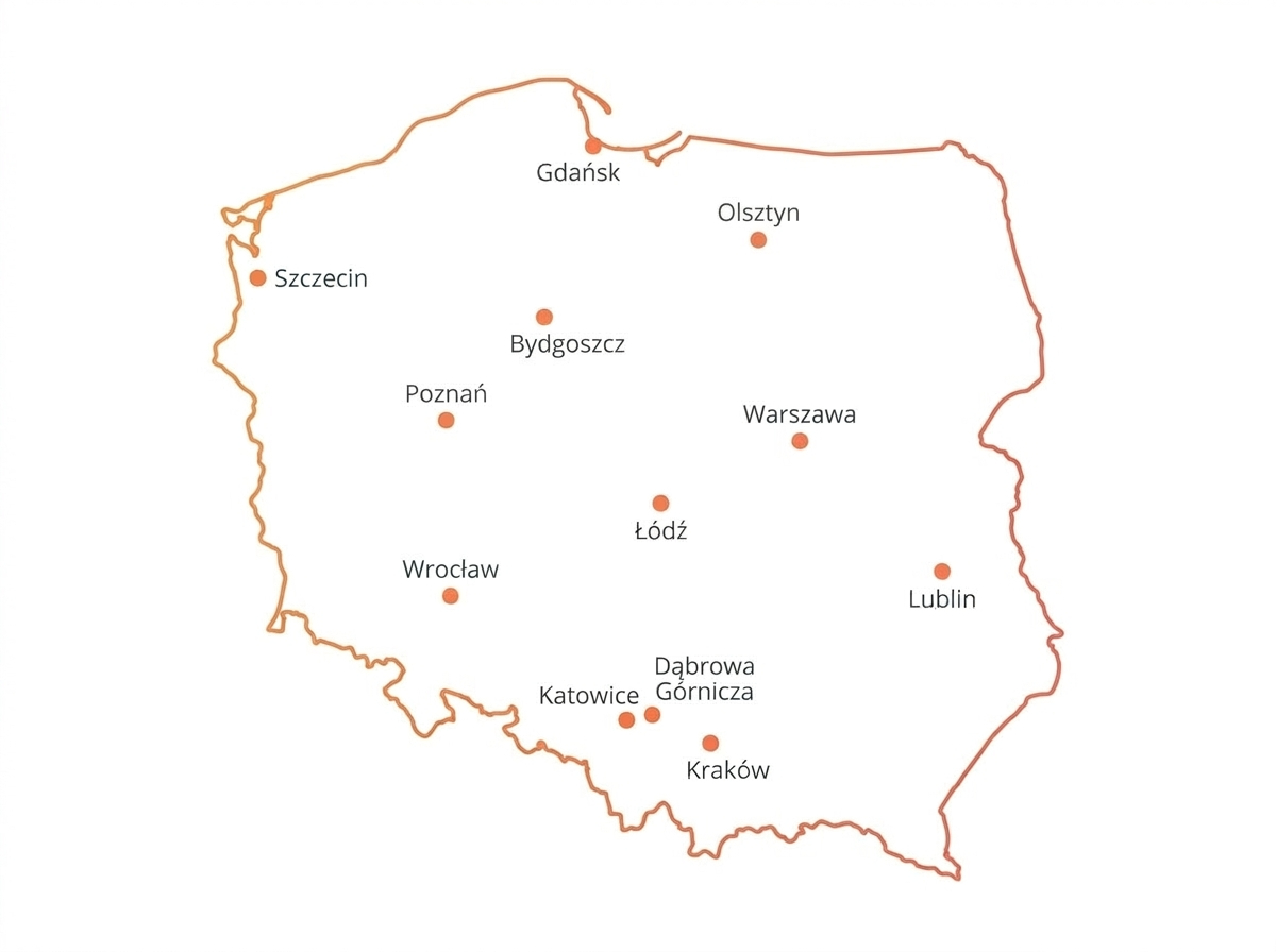Mapa Polski — zasięg działania agencji SEO